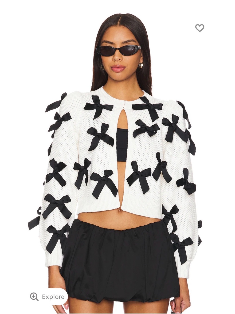 16. Alice + Olivia Kitty bow Cardigan with Black Bow Appliqués